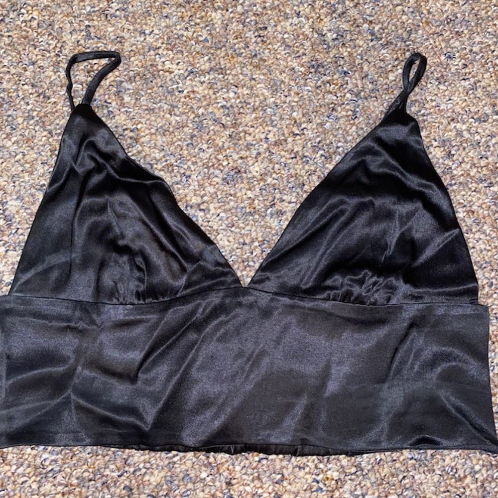 NEW Black Satin Bralette Top